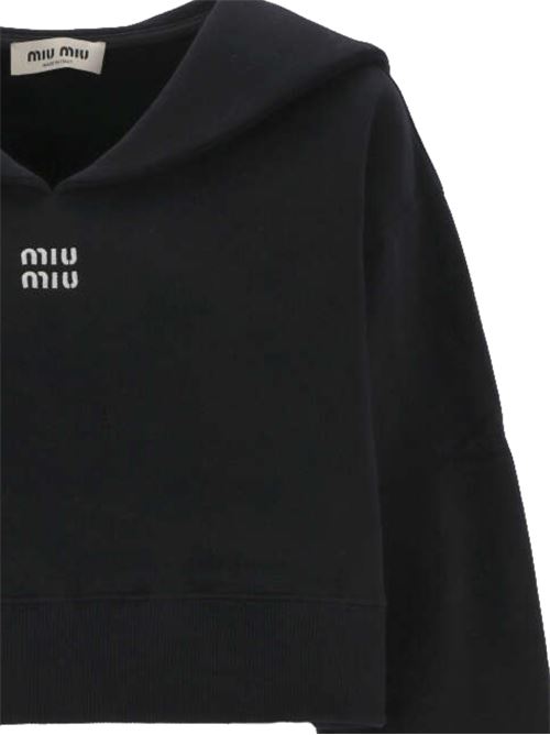 navy blue cotton jersey texture Miu Miu | MJl994S-OOO14ETF0008